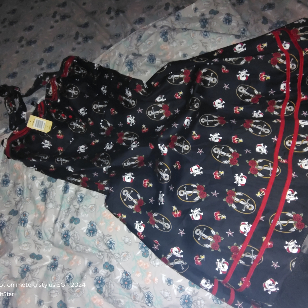 Torrid Black Dress with Red Nautical Skull Print